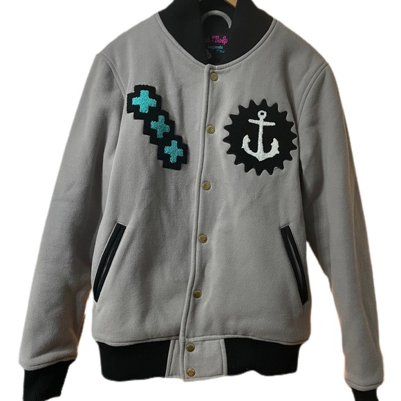 Pink Dolphin Other - Pink Dolphin Vintage Goods Gray & Black Varsity Jacket size Medium